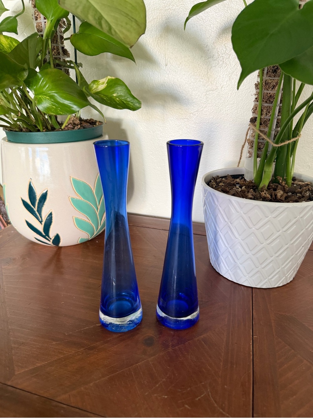 Cobalt Blue Glass Bud Vases - Set of 2